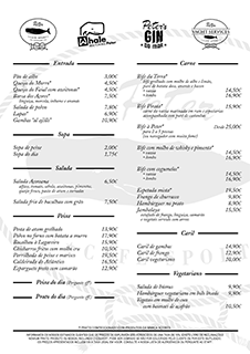 Menu of peter cafe sport restaurant